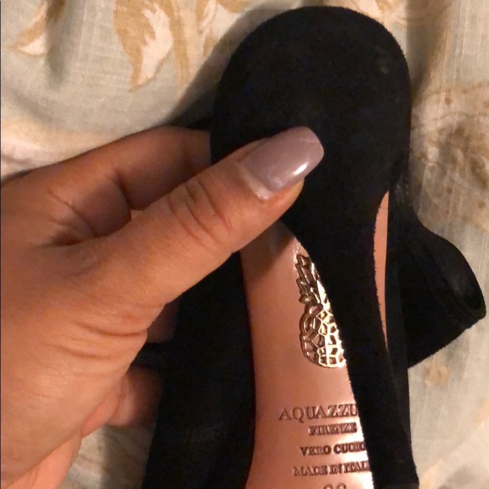 Aquazzura Black Suede Lace-Up Peep-Toe Sandals - Picture 8 of 8